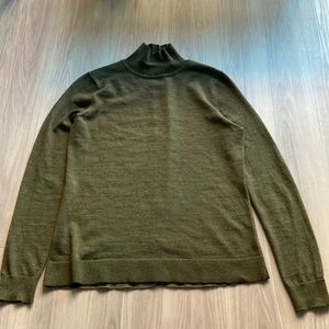 LOFT Mockneck Wool Blend Green Lightweight Sweater